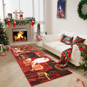 Vintage Christmas Hallway Pattern Non-Slip Low Profile Carpet Washable Area <b>Rugs</b> for Dining Room Kitchen Entryway Home Decor - Product Image 2