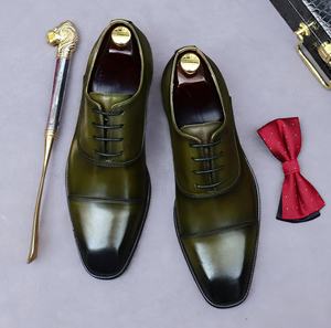 Men's Genuine Leather Oxford Loafers Floral Pattern Waterproof Lightweight <b>Flat</b> Formal Business Slip <b>Pointed</b> <b>Toe</b> British Buckle - Product Image 2