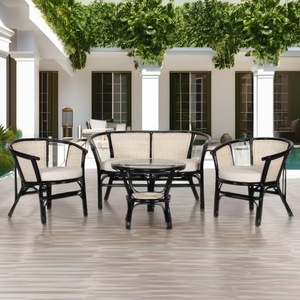 Juego de mesa de silla de ratán hecho a mano RODEO, diseño elegante de madera para sala de estar, característica Modular para muebles para el hogar - Product Image 4