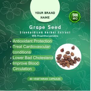 100% tinh khiết chiết xuất hạt nho OEM tự nhiên bổ sung chất chống oxy hóa Resveratrol chăm sóc da chiết xuất hạt nho viên nang - Product Image 2