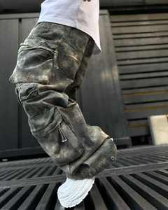 Özel ağır 500 Gsm % 100% pamuk erkek Camo Sweatpants yüksek bel Baggy kargo pantolon rahat tarzı - Product Image 5