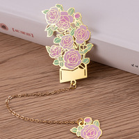Marque-page en laiton creux personnalisé à motif floral avec impression UV et pendentif, idéal pour les amateurs de livres – Excellent rapport qualité-prix