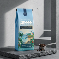 Sachet de café en aluminium thermoscellé anti-humidité à quatre soudures avec logo personnalisé et soufflet latéral pour café en grains entiers ou moulu