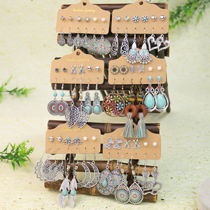 6PCS Drop Dangle Ohrringe Set für Frauen Feine Vintage Ohr stecker Boho Vintage Bronze Water drop Dangl ing Ohrringe - Product Image 2