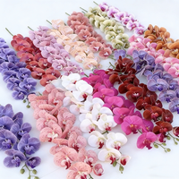Lot de 15 grandes orchidées Phalaenopsis artificielles à tige longue, toucher réel, en soie, pour la décoration de la maison et de mariages