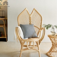 Chaise de salon en rotin de style chinois, faite à la main, avec accoudoirs et dossier simple, mobilier de maison