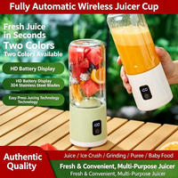 Mixeur-presse-agrumes portable rechargeable autonettoyant, mini mixeur électrique pour smoothies aux fruits, lames en acier inoxydable, corps transparent étanche, idéal pour camping-car