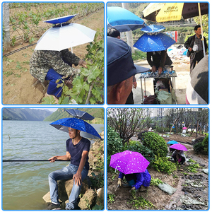 Chapeau parapluie pliable portable à porter sur la tête, idéal pour le camping, la pêche, la plage - Product Image 6