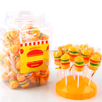 Certificat HACCP/BRC Halal Kosher Burger Fruit Gummy Hamburger Shape Jelly Soft Gummy Candy Lollipop