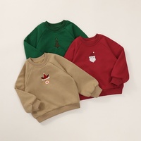 Pull de Noël pour bébé, broderie de dessin animé, 2024, rouge, automne/hiver, polaire épaisse, manches longues, col rond, unisexe, Europe Top