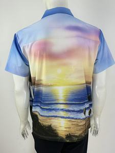Resort Casual Camisa de hombre Tejido de un solo botón Allover <span class=keywords><strong>Sunset</strong></span> <span class=keywords><strong>Bay</strong></span> Sublimación Diseño OEM Cómodo - Product Image 4