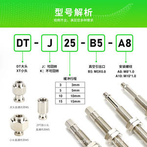 Amortiguador de Brazo Robótico de Cabeza Grande y Cabeza Pequeña Tianxing Construction Hardware DT-J/K10/20/30/40/50-B5 Anti-Rotación con Núcleo PLC - Product Image 6