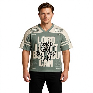 เสื้อฟุตบอลคอวีทรงหลวมแขนยาวพิมพ์ลายตัวอักษรสำหรับผู้ใหญ่ทุกเพศทุกวัยเสื้อกีฬาโพลีเอสเตอร์ทุกฤดูกาล - Product Image 3