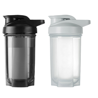 Bouteille shaker protéinée 500 ml en PP écologique sans BPA avec boule mélangeuse et couvercle à clapet, logo personnalisé, vente en gros pour la gym et le sport