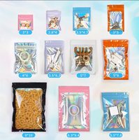 Sacs à fermeture éclair holographiques imperméables réutilisables personnalisés en gros, pochettes d'emballage en plastique pour bijoux, pour l'emballage des colliers