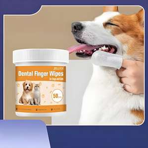 Nueva tela no tejida Spunlace para limpieza bucal de perros, 50 tabletas, toallitas para los dedos para el control de la halitosis de mascotas y la limpieza completa de los dientes - Product Image 5