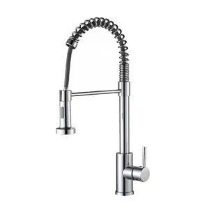 Pull Out Down Sink Spring Kitchen Faucet Mixer Black Zinc Alloy Hot Cold Water Gold Tap Manufacturer