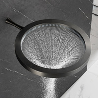 Système de douche à effet pluie en laiton brossé de luxe avec design moderne, ensemble de douche mural à poignée unique et grande pomme de douche