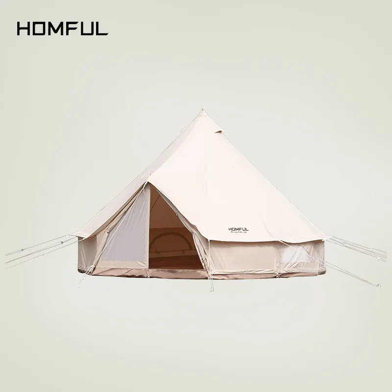 HOMFUL Outdoor Glamping 3M Dome 2 person people Tent 4m Cotton Canvas Camping Bell Tent