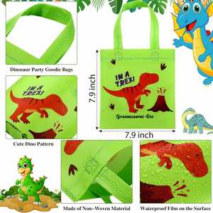 Sacs non tissés personnalisables pour cadeaux, bonbons, décorations d'anniversaire dinosaures, pour filles, garçons, enfants, écologiques, avec logo imprimable - Product Image 2
