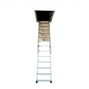 Escalera retráctil manual metálica invisible para ático con barandilla de vidrio, diseño plegable para villas chinas, uso interior - Product Image 1