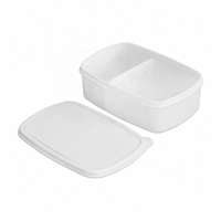 Draagbare plastic lunchbox 500ml blauw/roze/wit blanco aluminiumfolie hittetransferdruk DIY gepersonaliseerde patronen eten fruit