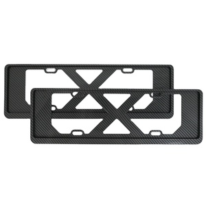 Cadre de plaque d'immatriculation en alliage d'aluminium double couche, design en X, aspect fibre de carbone, style sport - Product Image 1