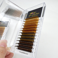 Fournitures en gros pour extensions de cils : Cils individuels en vison de qualité supérieure, colorés, 0.03/0.05/0.07, couleur marron, volume velours marron
