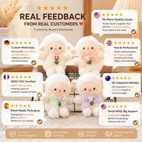 Porte-clés en peluche super douce en coton PP, motif mouton blanc personnalisé avec nœud papillon en dentelle et pendentif tulipe, 15 cm, prix de gros en vrac