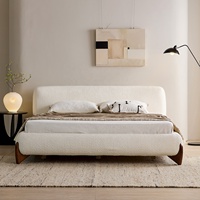 Lit Double Zayshine Style Rétro Français Crème Blanc Sherpa, Grande Taille 1,5/1,8 Mètre, pour Chambre Principale de Villa ou Appartement