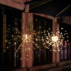 Lumières LED en forme d'étoile en fil de cuivre pour feux d'artifice, lumières suspendues à <span class=keywords><strong>piles</strong></span> <span class=keywords><strong>avec</strong></span> télécommande, lumières féériques étanches pour la maison, la terrasse, le jardin - Product Image 2
