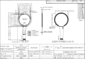 מסך מגע עגול 1.28 מסך מגע עגול 240x240 tft <span class=keywords><strong>lcd</strong></span> עגול עבור שעון חכם - Product Image 6