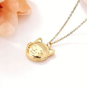 Set di Collane con Medaglione a Forma di <span class=keywords><strong>Gatto</strong></span> - Ciondolo Personalizzabile con Foto Placcato Oro Apribile Gioiello Commemorativo a Tema Animali per Donne - Product Image 6