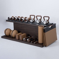 Kit de fitness multi-pièces haut de gamme : ensembles d'haltères, de barres et de kettlebells en bois, acier inoxydable et cuir pour usage domestique et commercial en salle de sport