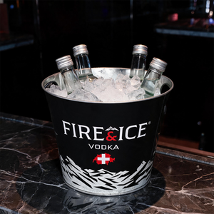 Cubo de Hielo de Metal Galvanizado Blanco con Logotipo Personalizado, con Doble Asa, para Enfriar Cerveza y Vino, para Promoción en Bares y Clubes - Product Image 6