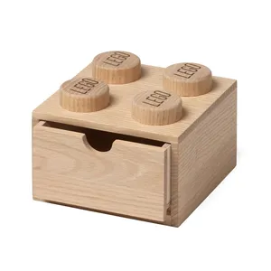 Bague à bas prix pour bijoux, tiroir de bureau en bois Lego pour enfants, 4 boîtes en chêne savonné, boîtes en bois personnalisées pour cadeaux