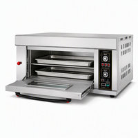 Oven Listrik Komersial Single Deck 2 Tray Stainless Steel dengan Kontrol Suhu Digital untuk Toko Roti
