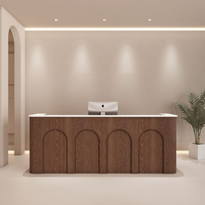High Gloss Front Desk Custom Round Arc Shape Modern Service Counter for Corporate Lobby Salon Fashion Retail Store - Product Image 4