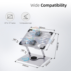 Zeno 360 Xoay Máy Tính Xách Tay Đứng Với Quạt Làm Mát Có Thể Điều Chỉnh Chiều Cao Máy Tính Xách Tay Chủ Máy Tính Đứng Cho Máy Tính Xách Tay - Product Image 2