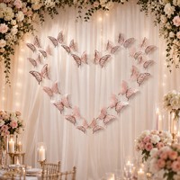 Decoraciones de Mariposas Doradas Estéreo de Varios Tamaños, Adornos de Papel Hueco para Fiestas, Suministros para Celebraciones de Boda, Venta al por Mayor