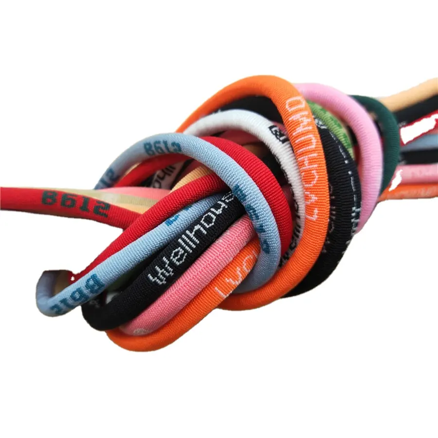 Kunden spezifische 5mm hohe elastische Seide Cores pun Logo schwarz Jacquard Nylon Lanyard Hut Seil Hosen seil