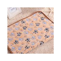 Coussin pour chien Pawcos en polaire corail confortable 100% polyester, couverture de voyage pour animaux de compagnie, respirant, motif empreintes de pattes, tailles XS/S/M/L pour chiens