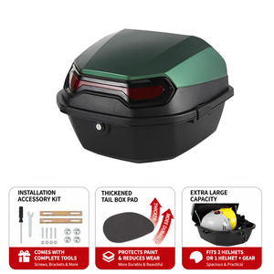 Boîte de <span class=keywords><strong>moto</strong></span> 35L, capacité pour casque, coffre arrière universel en ABS PP, vert, étanche avec double joint d'étanchéité - Product Image 1