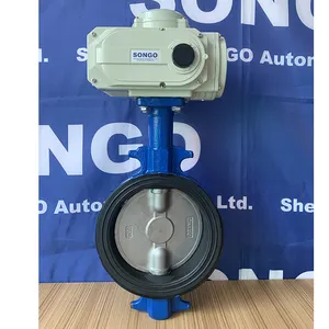 Valve Electric Actuator DN150 6inch Jis 10k Ductile Iron EPDM Rubber Sealing SS304 Disc Wafer Electric Motorized Butterfly Valve