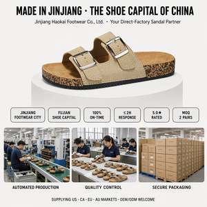 Sandales personnalisées OEM pour femmes, à boucle en PVC, bout ouvert, semelle extérieure en cuir, semelle plate, style Birkenstock, respirantes, mules d'été pour l'extérieur, fabriquées en Chine - Product Image 6
