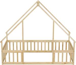 Mobilier pour enfants <span class=keywords><strong>Lit</strong></span> en bois massif en forme de maison <span class=keywords><strong>Lit</strong></span> <span class=keywords><strong>tipi</strong></span> pour tout-petits avec garde-corps - Product Image 6