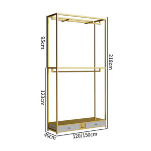 Soporte de exhibición de Ropa de Oro <span class=keywords><strong>real</strong></span>, estante colgante de Metal, tienda de ropa, escaparate, muebles de exhibición de ventana - Product Image 6