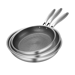 Ustensiles de cuisine en métal à trois couches en acier inoxydable et poêle à frire antiadhésive avec revêtement céramique, design nid d'abeille, best-seller - Product Image 3