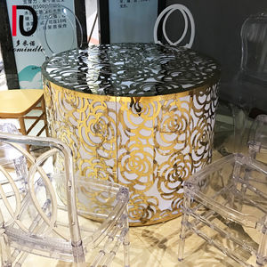 Boda <span class=keywords><strong>de</strong></span> oro <span class=keywords><strong>de</strong></span> titanio <span class=keywords><strong>de</strong></span> Acero Inoxidable <span class=keywords><strong>base</strong></span> <span class=keywords><strong>de</strong></span> LED redonda <span class=keywords><strong>de</strong></span> comedor mesa <span class=keywords><strong>de</strong></span> comedor - Product Image 1