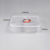 Récipients alimentaires jetables en plastique empilables de 1000ml Boîte à bento micro-ondable à 2 compartiments Boîte à lunch rectangulaire en PP Boîte en plastique